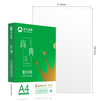 齐心(Comix)尚典 70g A4 复印纸 500张/包 5包/箱2500张